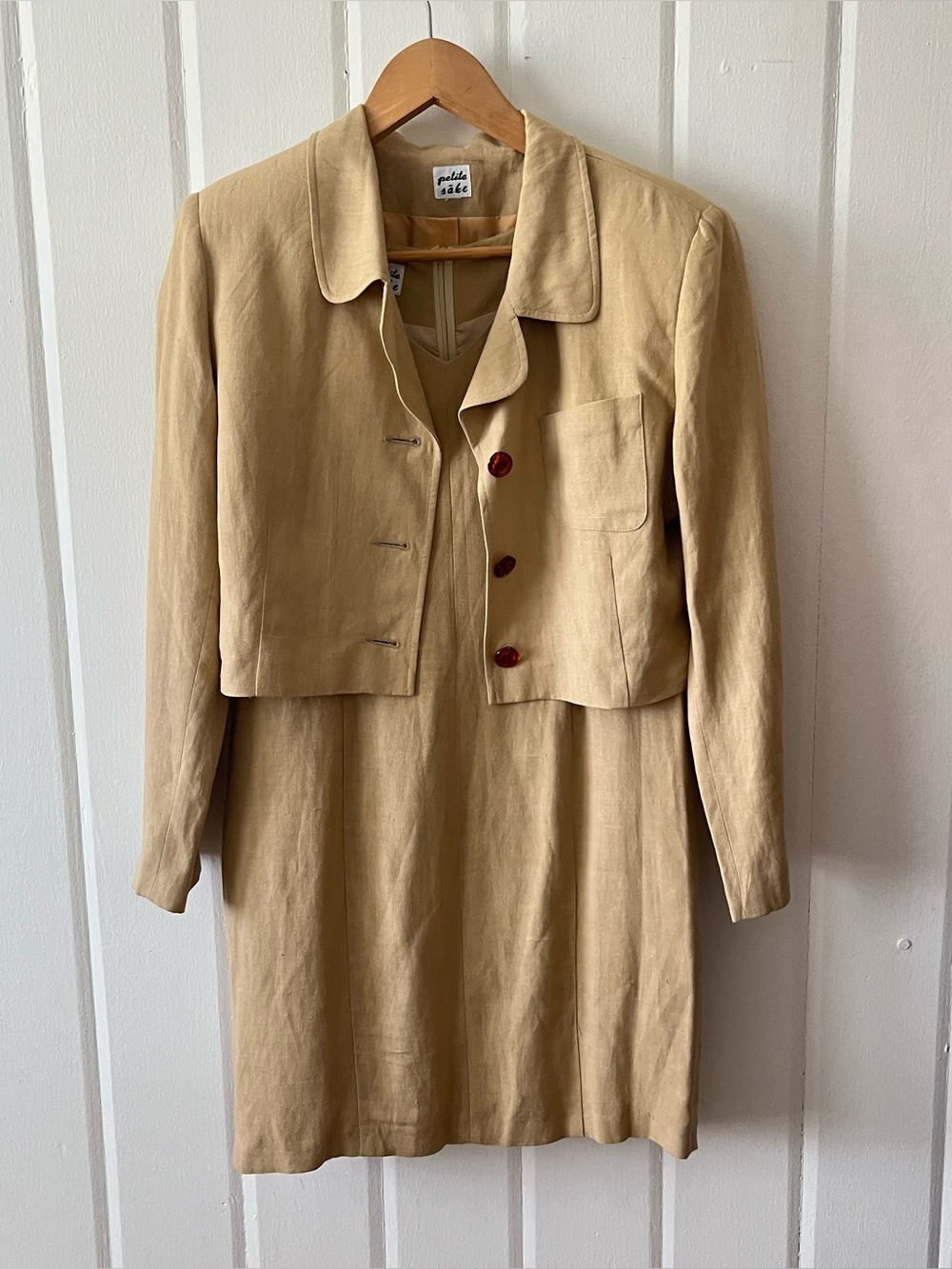 Vintage Linen Dress Suit Cropped Jacket